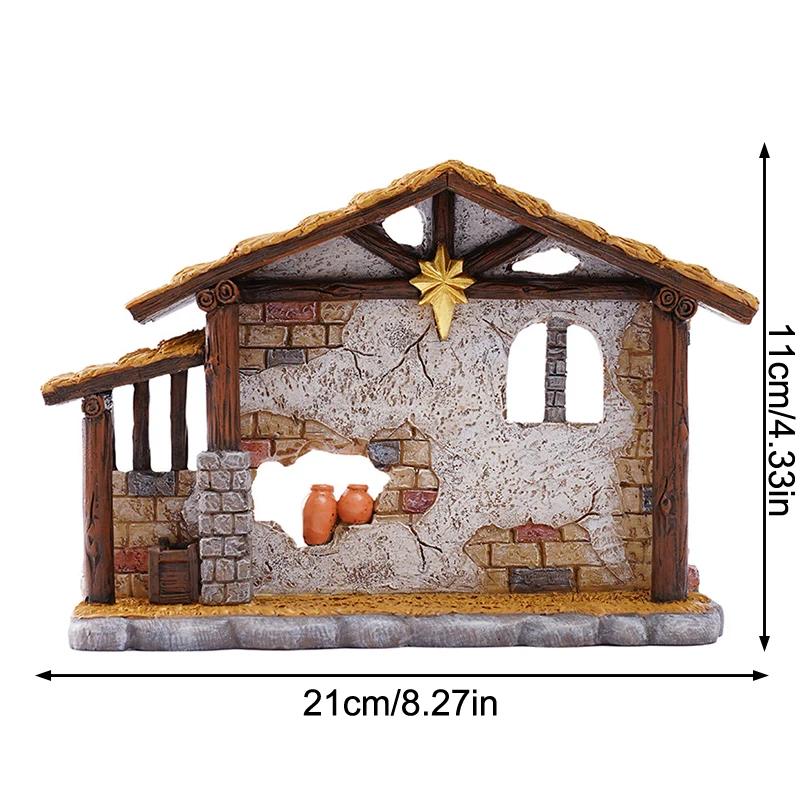 

Christmas Nativity Stable Manger Scene Resin Figurine, Religious Tabletop Decoration for Home Desk Shelf, Holiday Gift