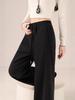 Winter Wool Cashmere Blend High Waist Wide Leg Pants For Women With Pockets And Drawstring
