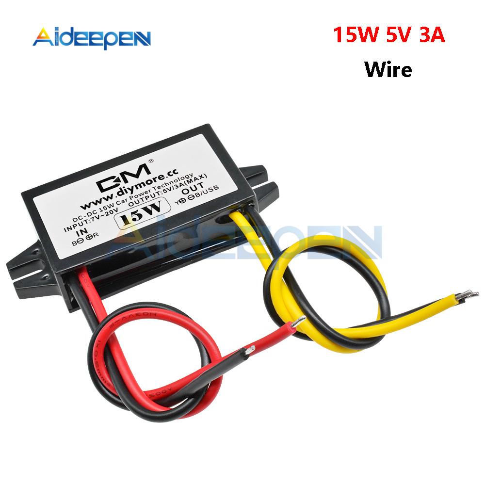 

DC-DC 12V to 5V 2A 3A 10W 15W Car Power Converter Micro Mini USB Step Down Voltage Power Supply Adapter Low Heat Auto Protection 12V&5V