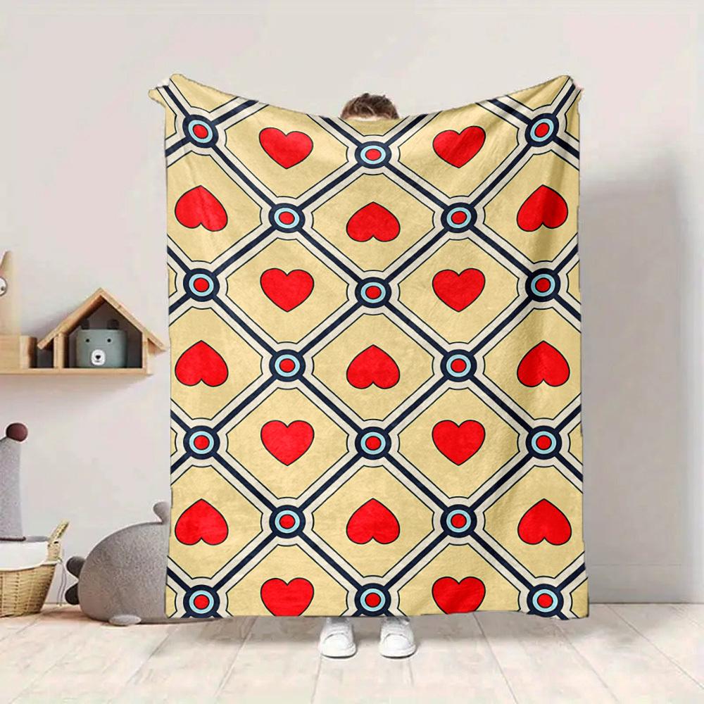 1pc Heart Pattern Blanket Warm, Cozy, And Soft, Suitable for Sofas, Beds, Cars, And Office Use.Perfect for Camping And Travel, Making It a Great Gift