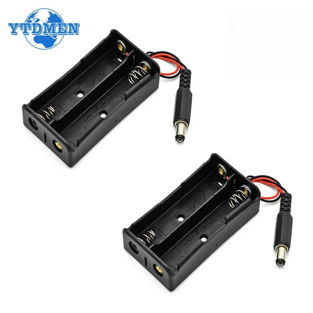 DC 2X 18650 Batteriehalterbox Batterieaufbewahrungskoffer 2 Steckplätze mit DC-Stromanschluss Reihenschaltung