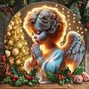 Metal Wall Art Poster Angel Wreath Round Christmas Home Decor Gift