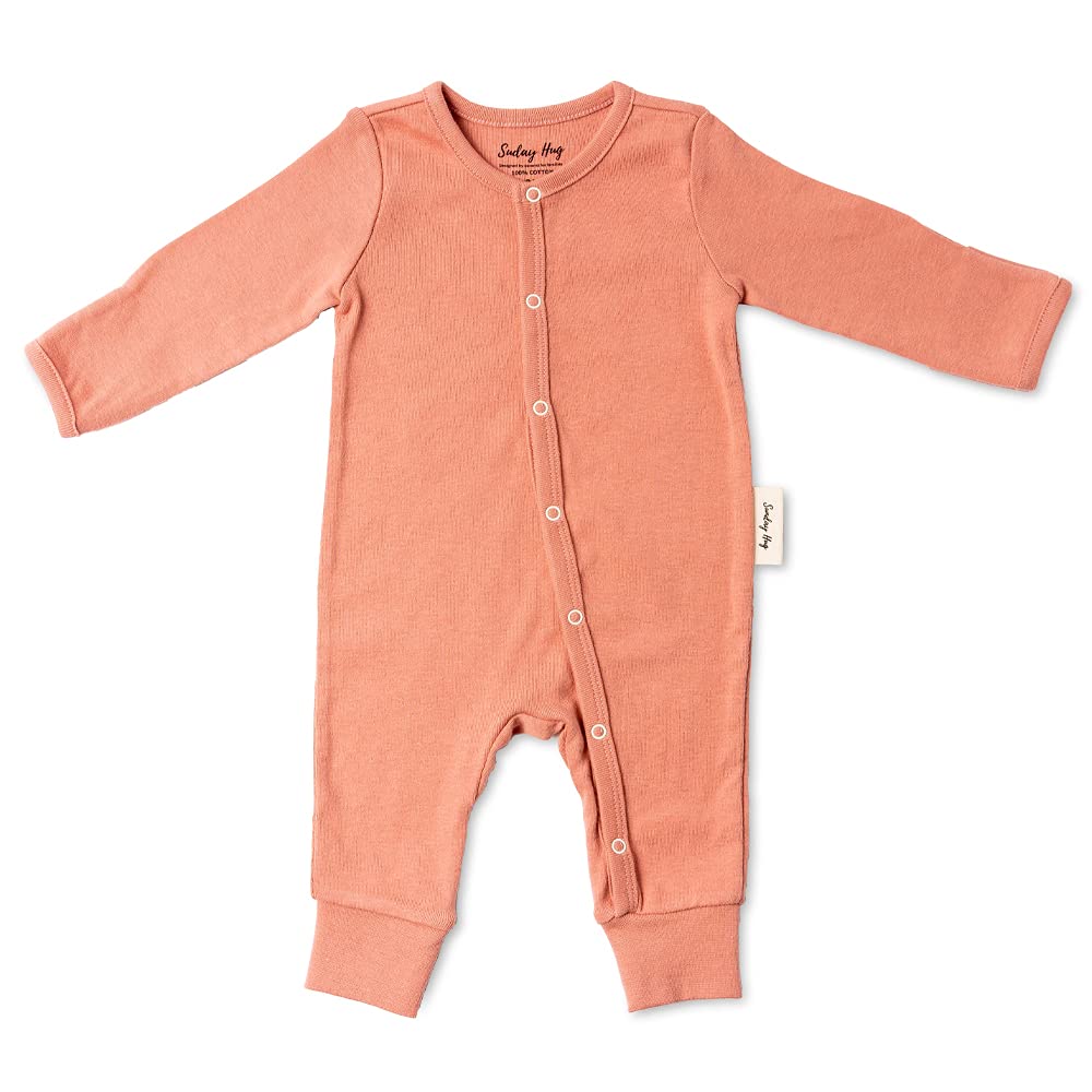 Romper Long Sleeve Pajamas for Babies and Light 3M [Sunday Hug] Toddlers, Coral,