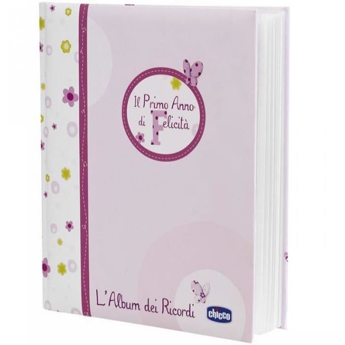 Album photo - chicco - il primo anno di felicità - rose - nombre de pages nombreuses - bébé fille