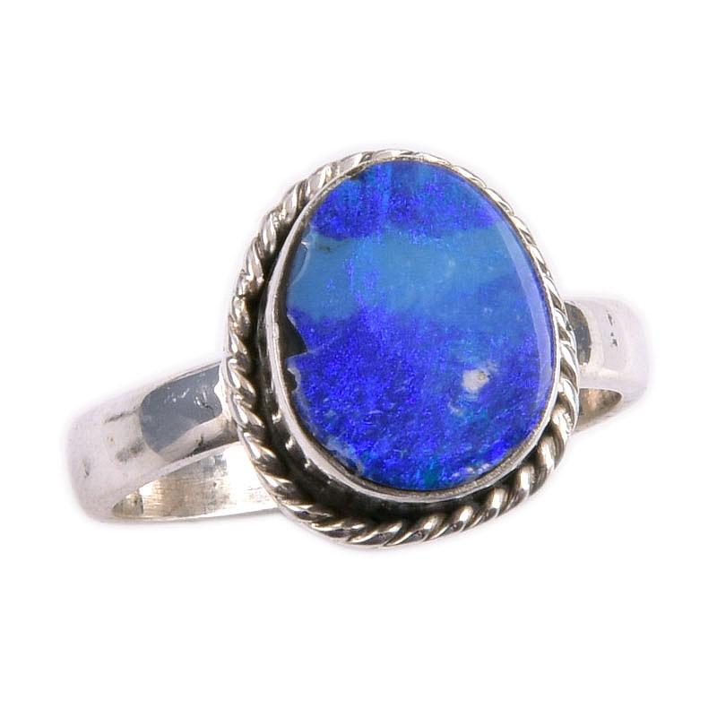 Natural Australian Opal Gemstone Handmade 925 Solid Silver Gift Ring S.5.5 Q8e89