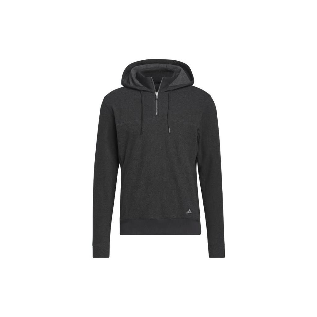 Adidas Go-To Quarter-Zip Hoodie Solid Color Logo Long Sleeve Hooded Sweatshirt Men Hoodies Black II7845