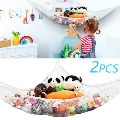 2 Pièces Hamac Jouet Maille Douce Grande Rangement Chambre Enfant Crèche Filet Ours en Peluche Organisateur Enfant Peluches Serviettes Propre Rangement Doux