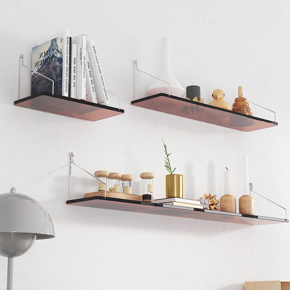40 X 15cm Wall Mounted Floating Shelf Transparent Acrylic Bookshelf Display Rack for Living Room