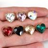 5pcs Stainless Steel 13x15mm Love Heart Glass Pendants Green Transparent Crystal Charms Beads for Necklace Jewelry Making DIY