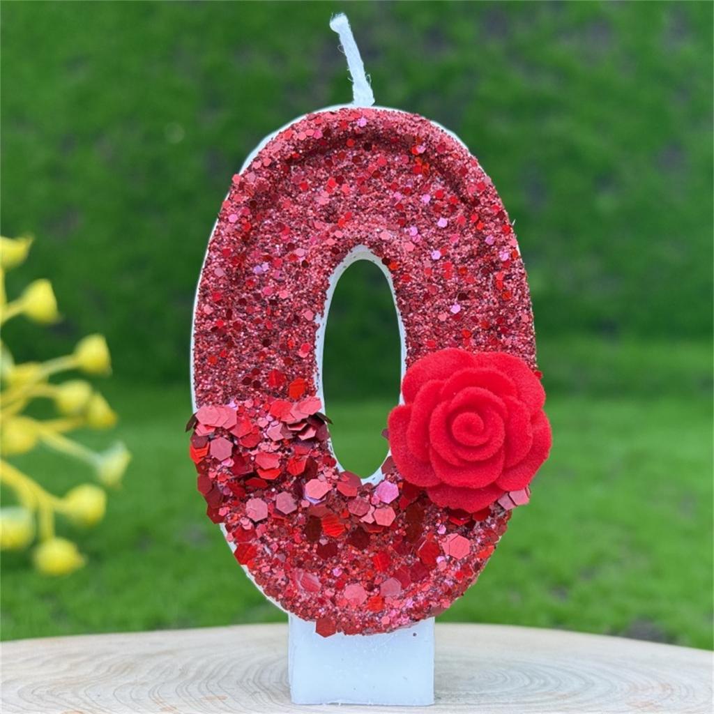 1PCS Red Romantic Rose Digital Candle Birthday Cake Decoration 0-9 Number Candle Valentine's Day Party Accompaniment Gift