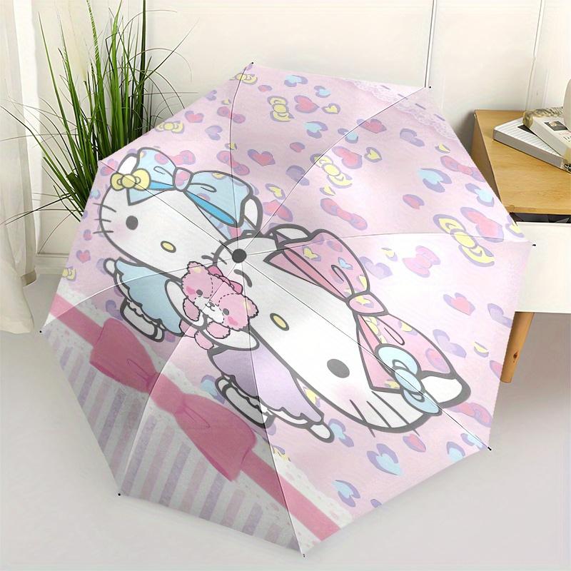 

Hello Kitty,Bow Automatic Folding Umbrella-Simple 8-Rib Design, Bright Cartoon Pattern, Durable Iron Frame, Suitable For Travel, Outdoor, Be