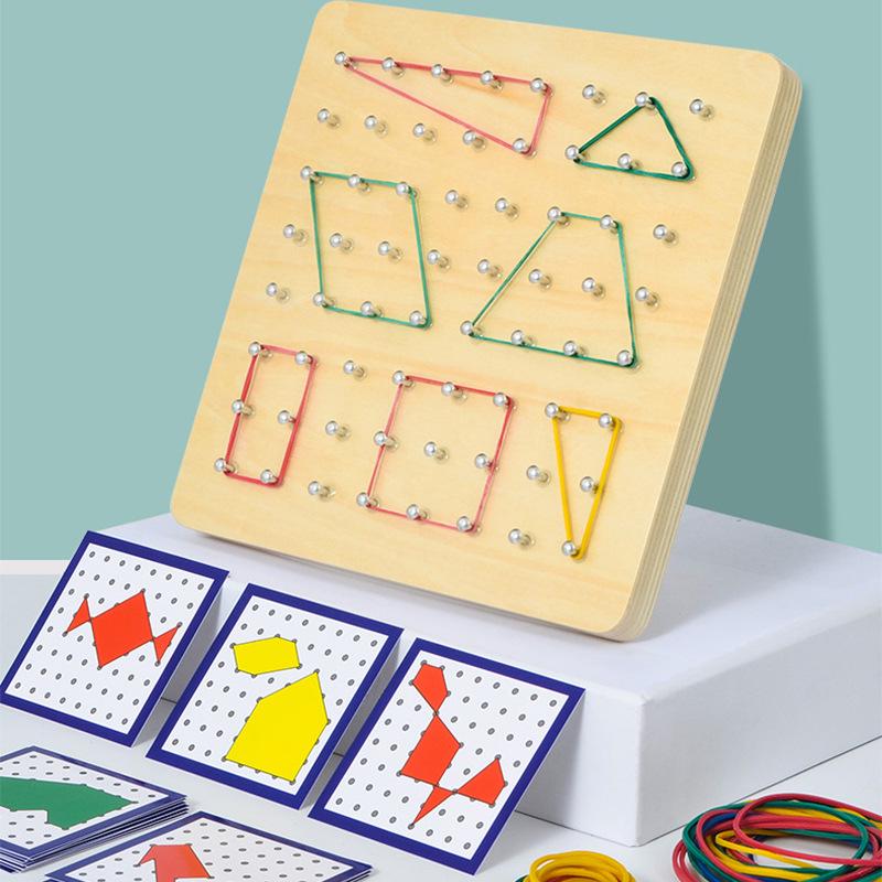 

Montessori Wooden Geometric Shape Pegboard Educational Toy for Children
