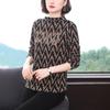2022 Autumn/Winter Diamond Accent Plus Size Long Sleeve Half-Turtleneck Top for Women