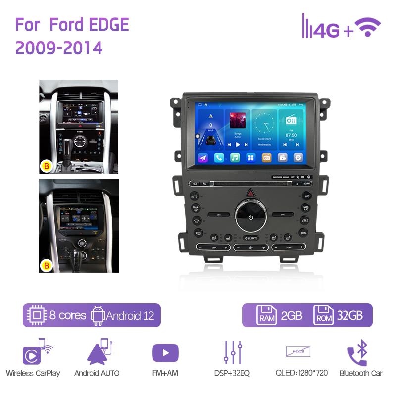 

9.0Inch Car Multimedia Video Player For Ford EDGE 2009-2014 GPS Navigation Radio Android12 8+128G 8Core CarPlay 4G 360Camera
