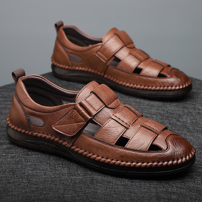Italian Handmade Soles for Men's Loafers Hollowed Out Breathable Camping Sandals Comfortable for Men's Driving Casual Shoes