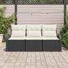 Garden Sofa Set Black Poly Rattan