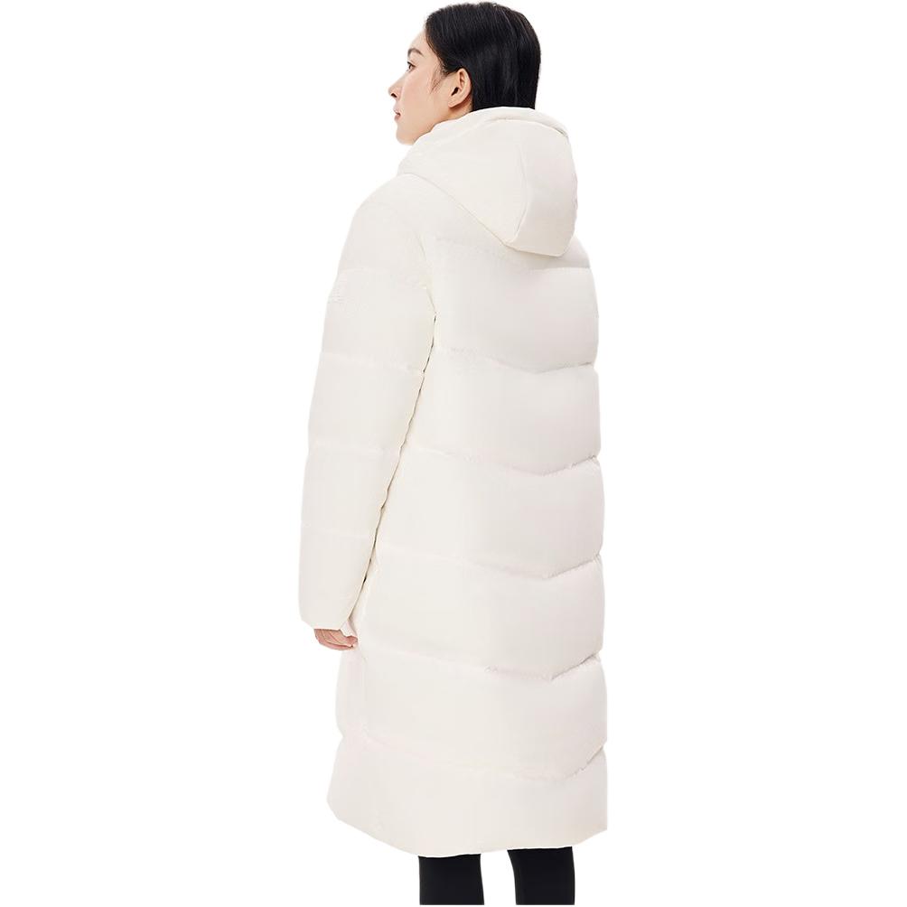 Anta Comprehensive Training Series Solid Color Zipper Hooded Mid-Length Down Jacket Women Outerwear Paper-White 162417903-1