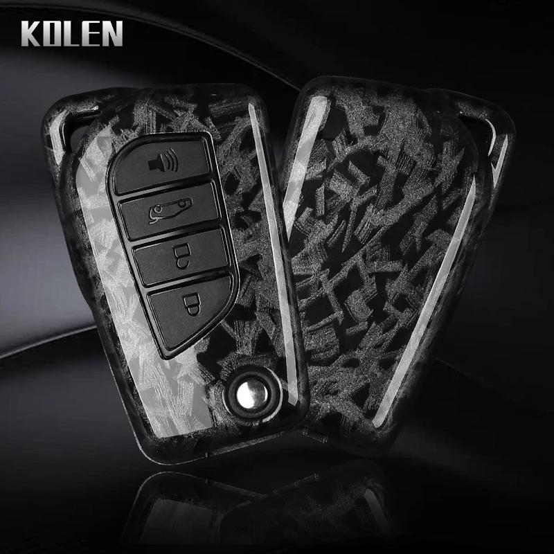 For Toyota Camry Rav4 Forturner Hilux Auris Corolla Avensis Verso Yaris Aygo Scion Tc Abs Carbon Fiber Style Car Key Case Cover