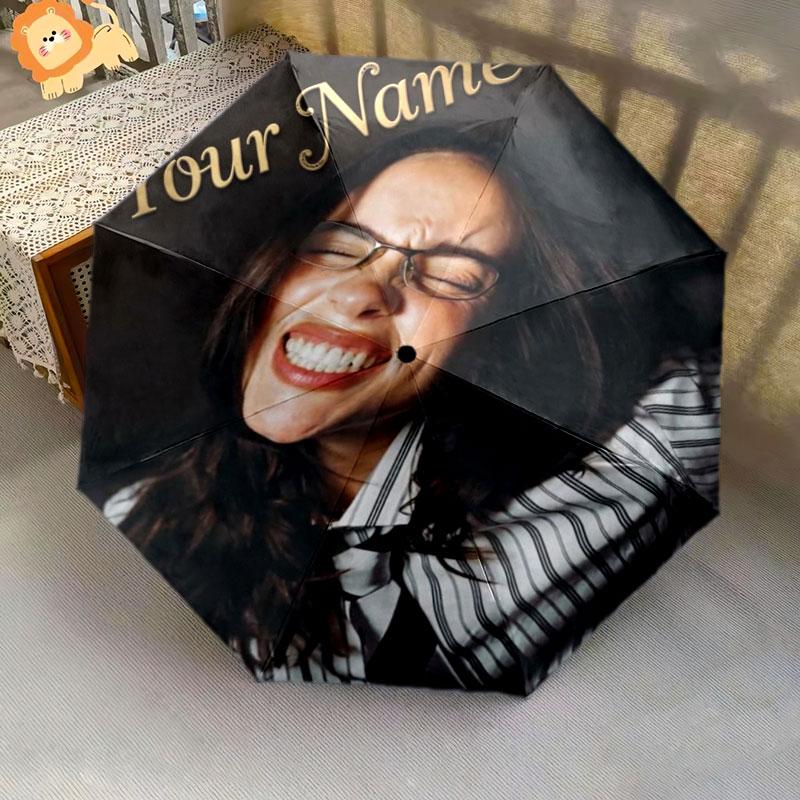1 PC Automatic Folding Umbrella - Billie Eilish Custom Name Pattern, Portable & Foldable Design with 8 Ribs, Christmas Birthday Gifts