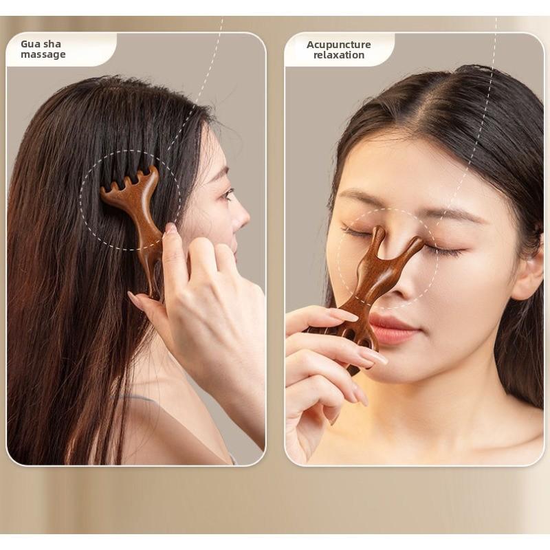 Antler Head Massage Meridian Comb Health Care Head Therapy Tool Natural Resin Scalp Lymph Node Gua Sha Unblocking Magic Weapon