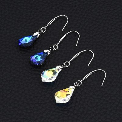 Modische Tropfenkristall-Glasohrringe Facettierter Prismen-Ohrhaken Hängend Damen Fest Party Geburtstag Schmuck Geschenk