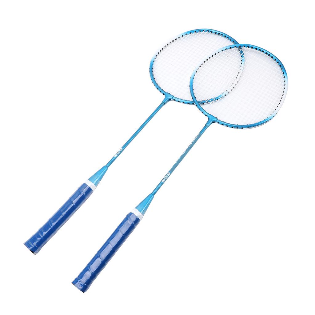 Badminton Set Professional Iron Alloy Badminton Racket with 3 Shuttlecocks Carrying Bag for Beginner Child Adult Blue