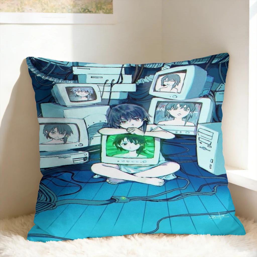 Anime Serial Experiments Lain Pillow Cover Retro Trendy Pillow Case For Sofa Home Decor Soft Cushion Cover Gift
