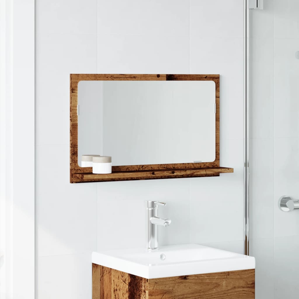 Bathroom Mirror with Shelf Rustic Wood Effect 60 x 11 x 37 cm Engineered Wood