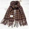 New Hoop Yarn Autumn and Winter Plaid Tassel Scarf Shawl Fashionable Senior Women Korean Style Thickened and Warm
