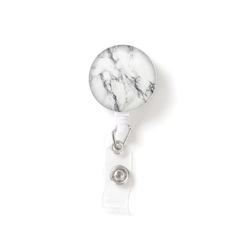 1pc Marble Nurse Doctor Badge Reel Retractable ID Badge Holder Key Ring ID Name Card Office Supplies Porta Credencial
