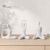 Contemporary Interior Accents 3Pcs Abstract Yoga Figure Sculpture Set, Hollow Dancer with Glossy Gold Matte Silver Black Luxury Resin Crafts
