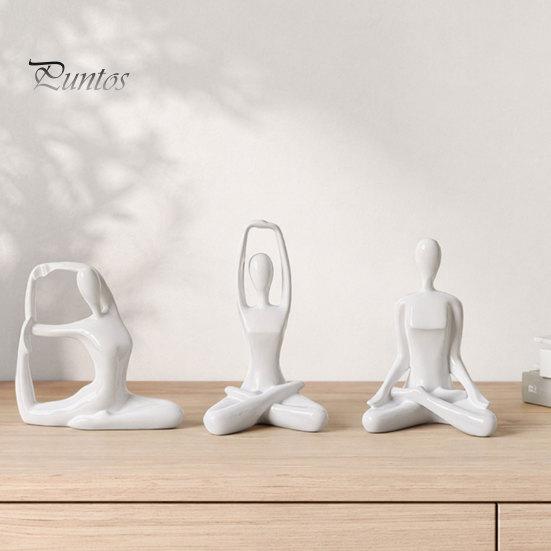 Contemporary Interior Accents 3Pcs Abstract Yoga Figure Sculpture Set, Hollow Dancer with Glossy Gold Matte Silver Black Luxury Resin Crafts