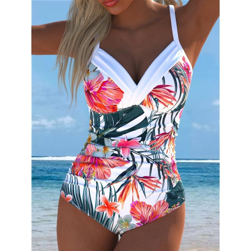 2026 New European and American Printed One-piece Swimsuit Women's Beach Hot Spring Sexy Swimsuit