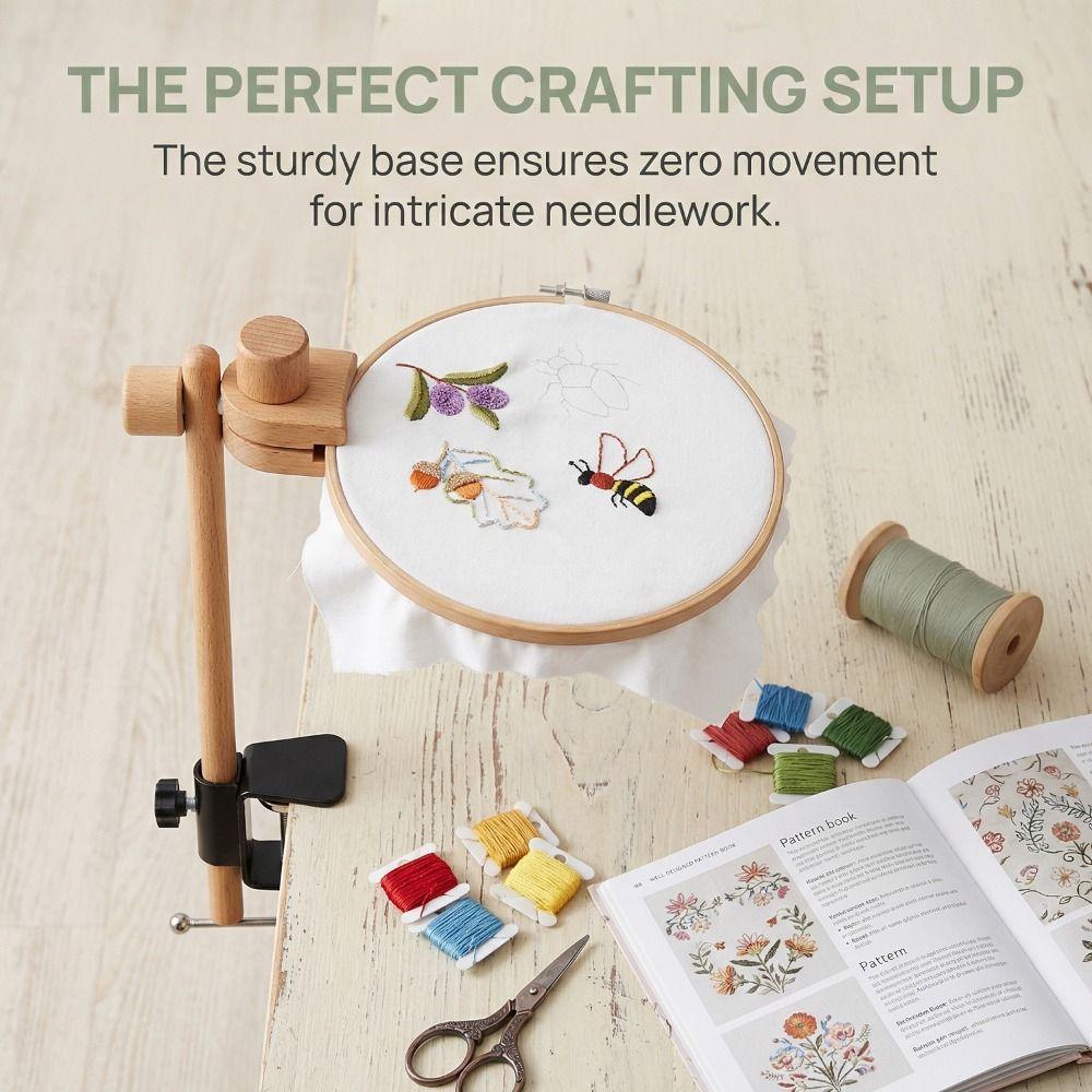 360 Degree Rotation Embroidery Frame Lap Stand Beech Wood Cross Stitch Rack  Sewing Workbench