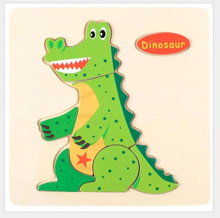 1pc 14.7cm/5.79in Wooden 3D Puzzles Jigsaw Game Cartoon Animal Pattern Kids Montessori Early Educational Toys for Children