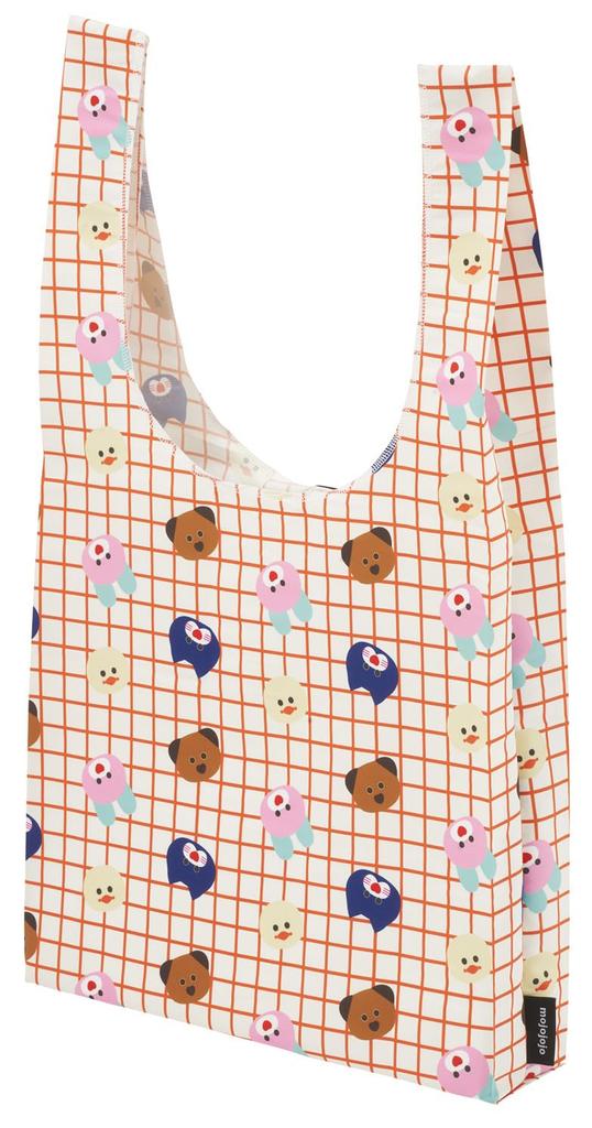 Compact Eco Bag with mojojojo Path Art x Check [Skater] Carabiner, EKB7-A