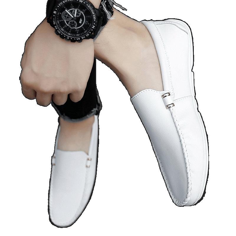Doudou shoes British new summer white casual small leather shoes lazy soft-soled driving shoes