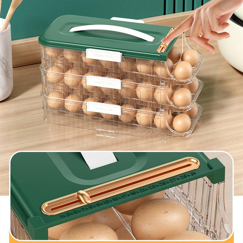 Scatola Porta Uova Tipo Cassetto per Frigorifero Frigorifero Scorrimento Automatico Organizzatore Cucina Organizzatori per la Casa Contenitori Ermetici Cibo
