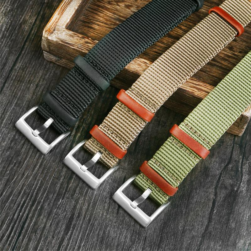 High Quality Nylon 20mm 22mm Watchband Seatbelt Khaki Military Sport Canvas Wrist Band Bracelet for Hamilton /Rolex Watch Strap