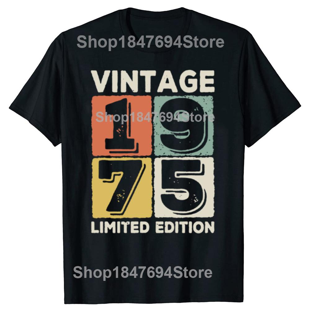 Vintage 1975 Limited Edition Men T Shirts Retro Classic Art Print Tees Short Sleeve O Neck Harajuku Streetwear Birthday Gifts