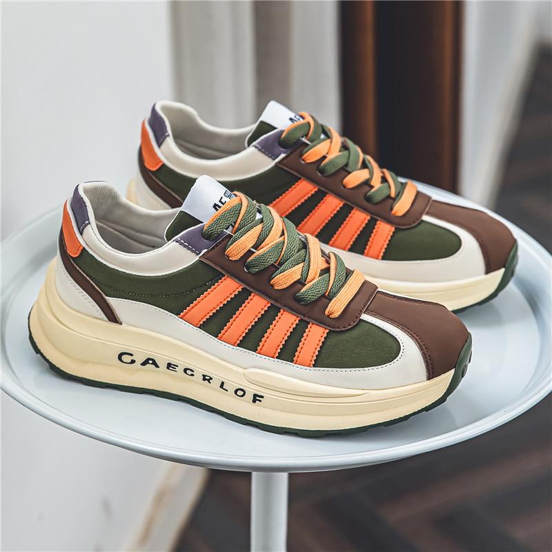 Designer Luxury Chunky Sneakers for Men Fashion Casual Color Block Leather Breathable Height Increased Platform Running Shoes