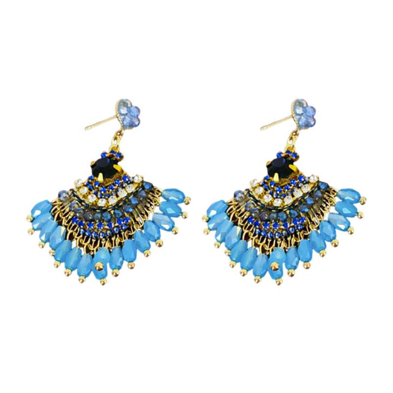 GemChic Women's New Vintage Scalloped Rhinestone Set Eardrop Earrings Ethnic Fashion Stud Earrings Birthday Christmas Jewelry Gift