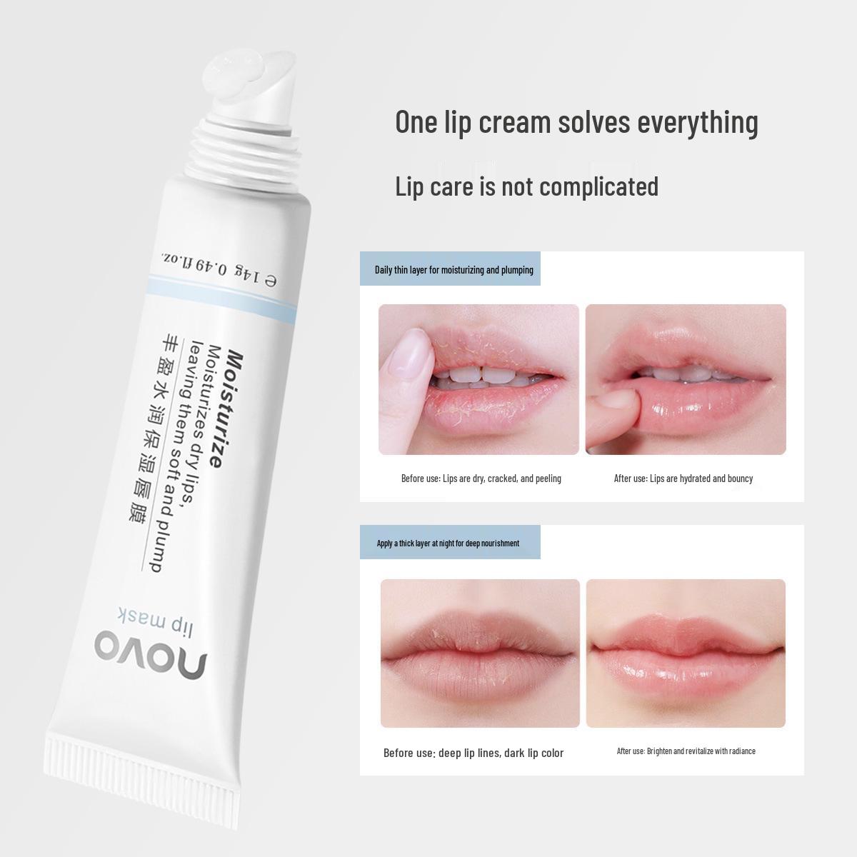 

NOVO Lip Mask Balm: Moisturizes, Nourishes, Hydrates. Fades Lines. Refreshing, Non-Greasy Lip Gloss Oil Essence for Women.