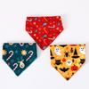 Pet Dog Cat Bandana Scarf Christmas Halloween Party Accessory Floral Print Cotton Triangle Bib