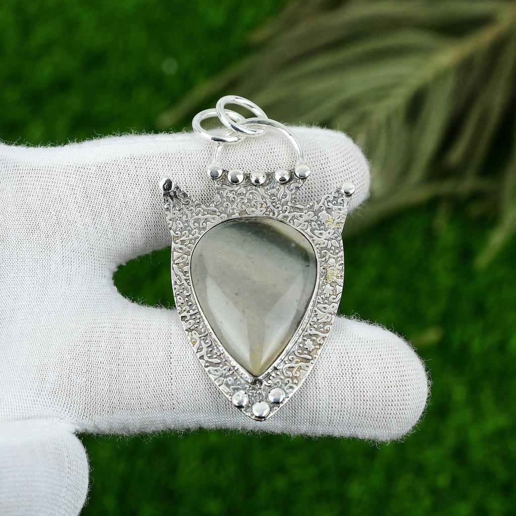 Wedding Gift For Her 925 Silver Natural Polychrome Jasper Gemstone Pendant