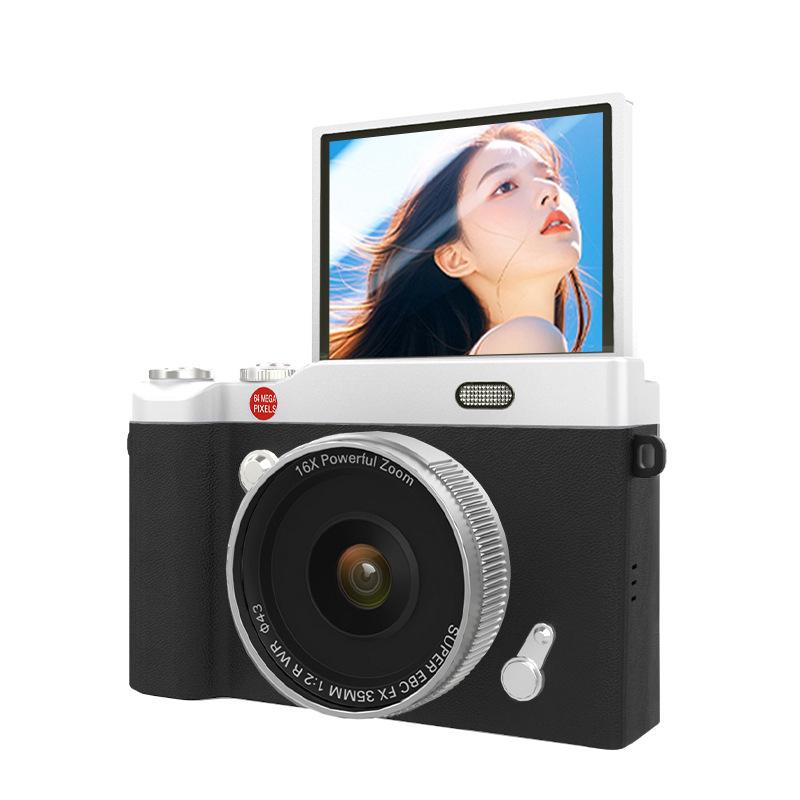 Retro 4K Flip Screen Mirrorless Camera for Students - High Definition, Portable, CCD Sensor