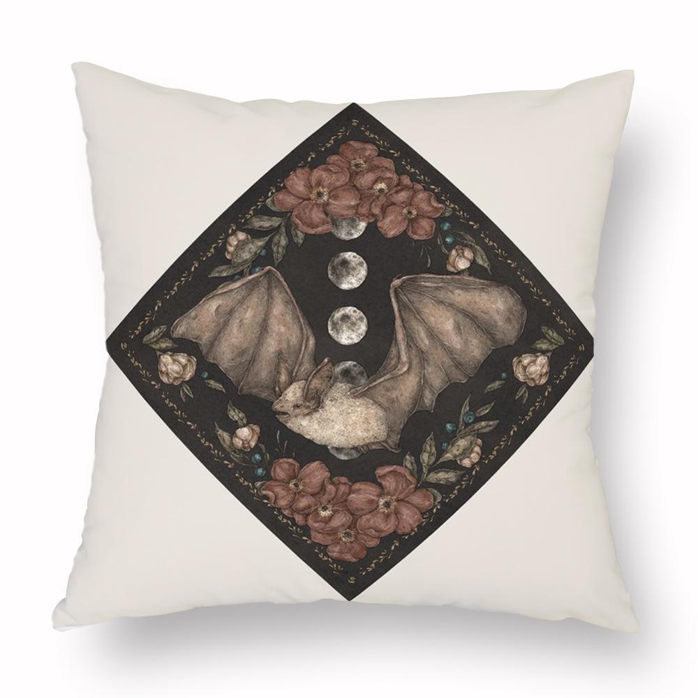 Flower Fox Pillowcase Cushion Animal skull Print Sofa Soft Pillowcase Retro Living Room Bedroom Home Decor Pillowcase