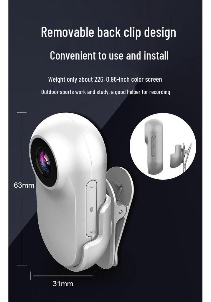 1080P HD Anti-Shake Thumb Action Camera with Lapel Clip for Cycling, Pets, Vlogs & More