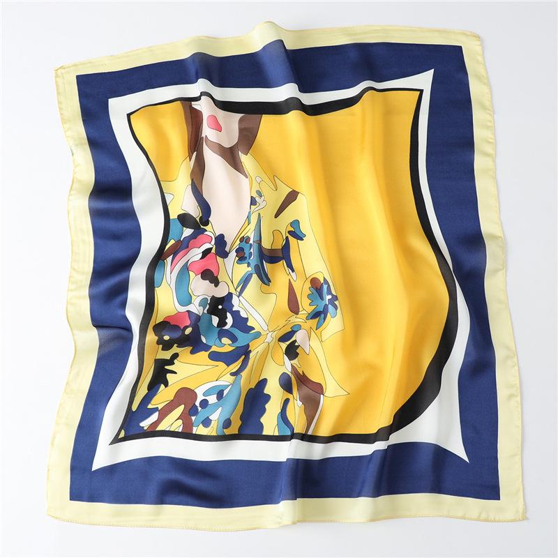 Foreign Style Small Silk Scarf 71cm Square Scarf Hangzhou Silk Imitation Silk Scarf Professional Women's Scarf Decorative Small Silk Scarf