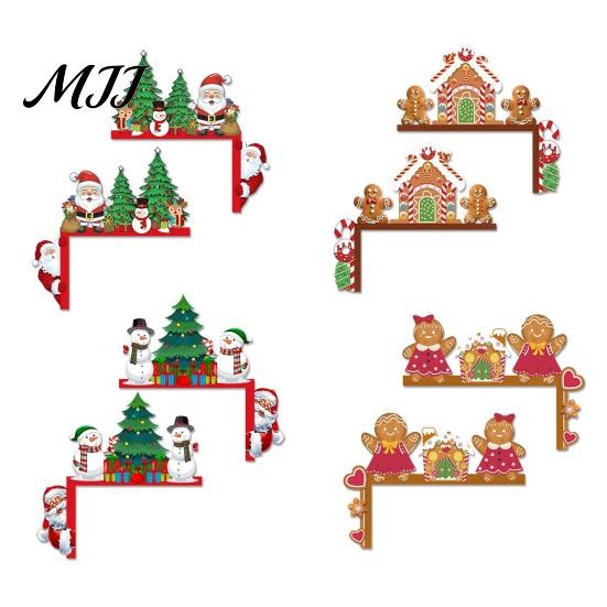 Entrance Door Corner Decor Christmas Topper, Wooden Sign, Santa Snowman Gingerbread Decoration Man Frame for Home Holiday Party Indoor Seasonal